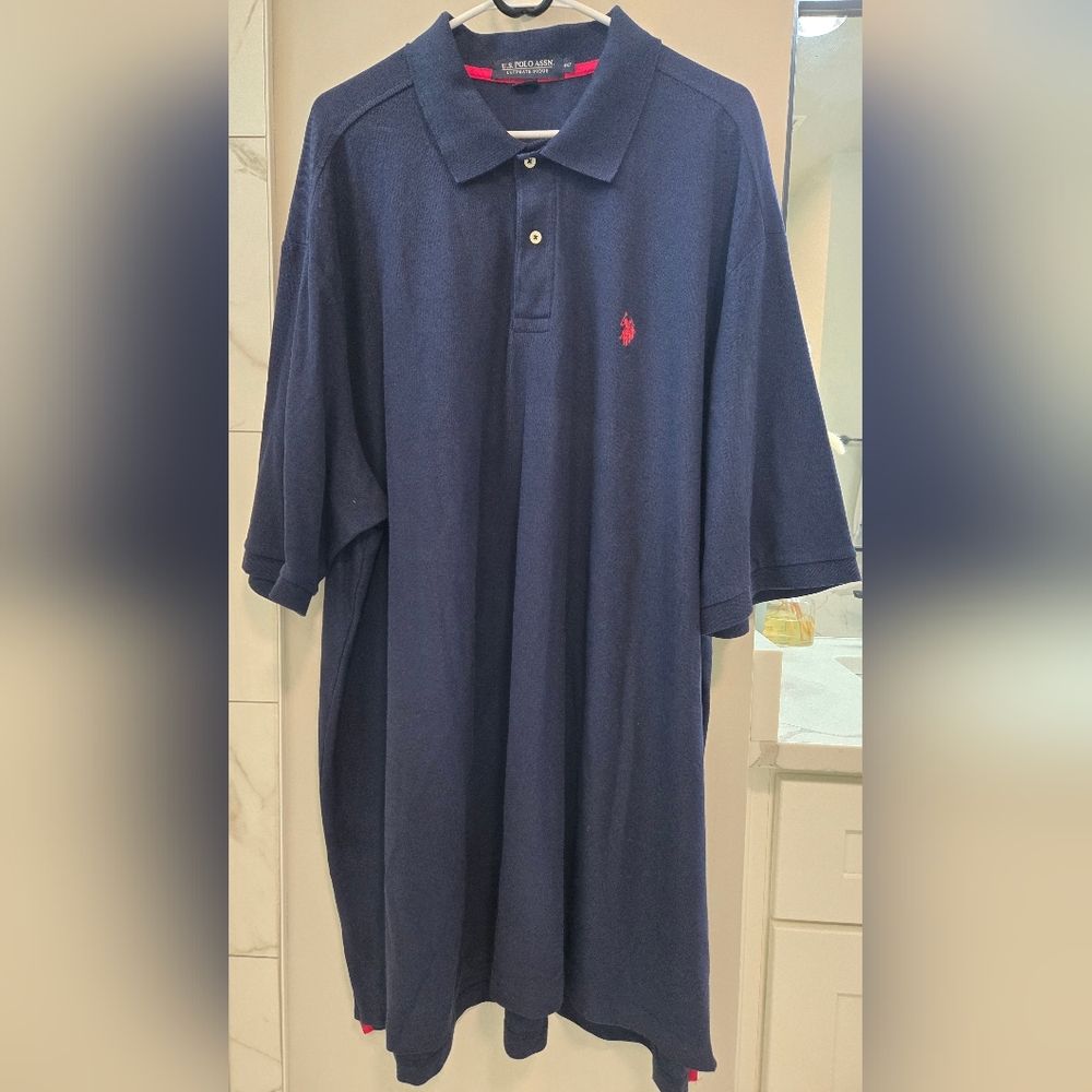 U.S. Polo Assn. Navy Polo with Red Embroidered Logo Cotton Blend Size 4XLT